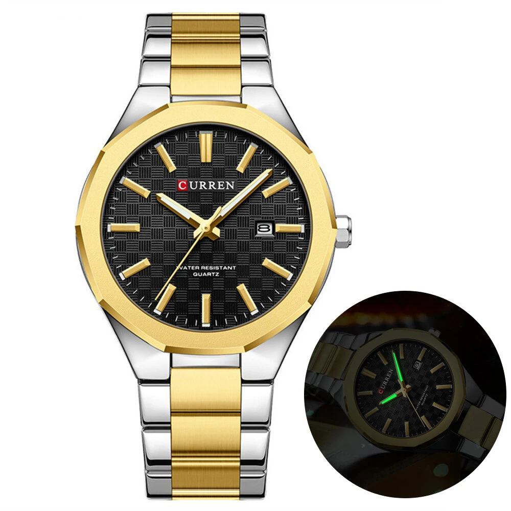 CURREN Men's Luminous Quartz Watch Stainless Steel Strap Waterproof Calendar Business Casual Stylish Wristwatch (image for) CURREN Men's Luminous Quartz Watch Stainless Steel Strap Waterproof Calendar Business Casual Stylish Wristwatch